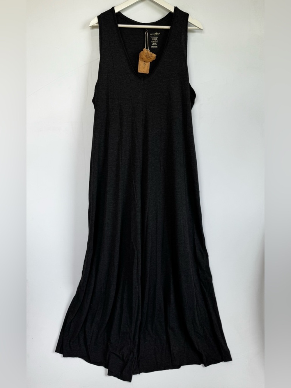 NWT NATURAL LIFE Gray Sleeveless Wide-Leg knit cotton blend Jumpsuit One Size - Picture 2 of 10